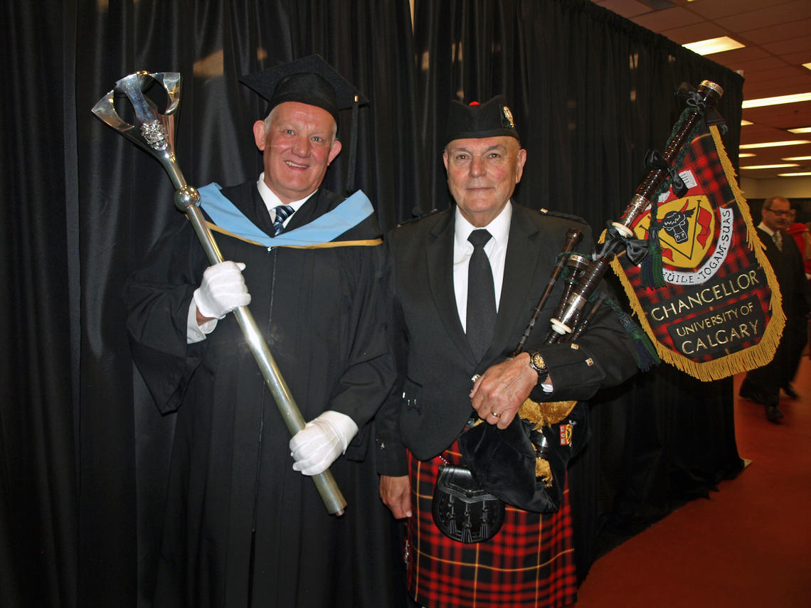 Piper Alf Miller, right, with mace-bearer Gavin Peat.