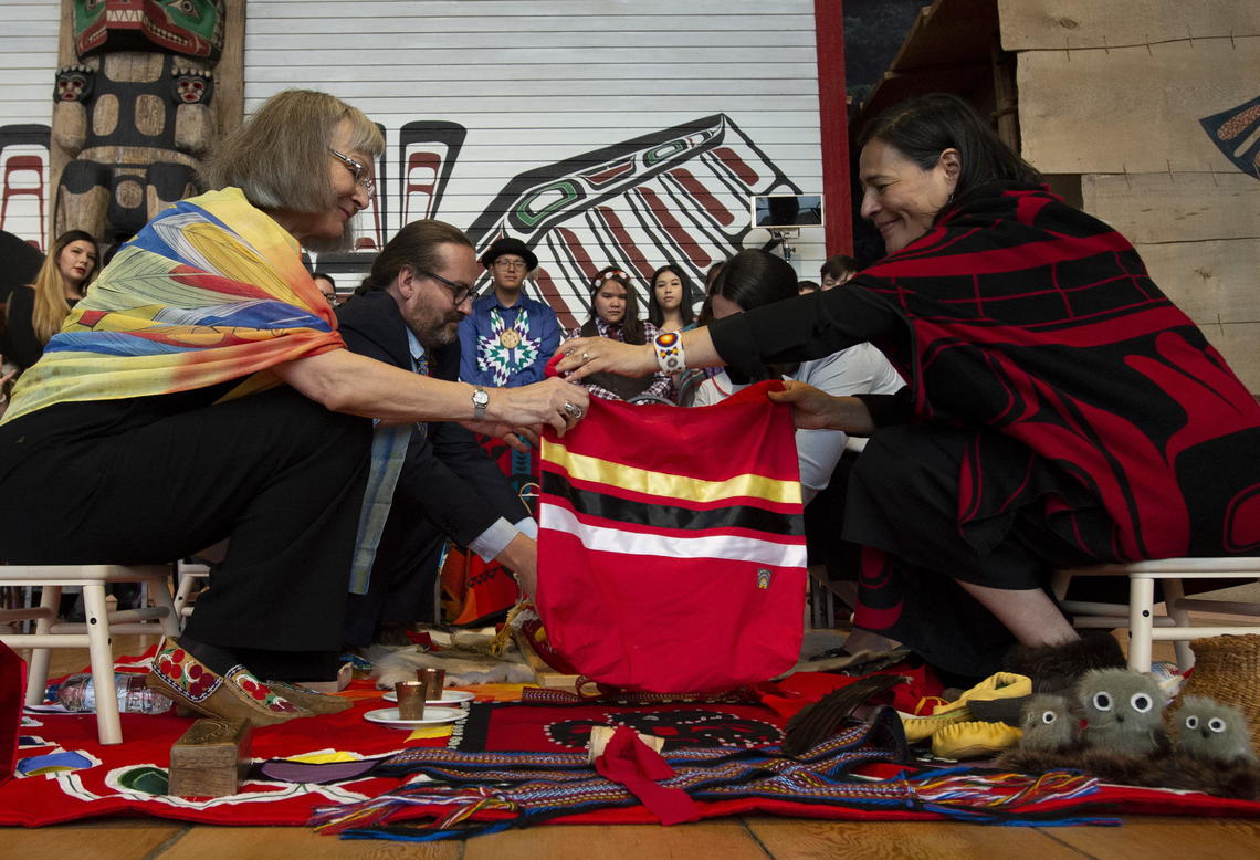 National MMIWG Inquiry Commissioners Marion Buller and Michele Audette prepare the official copy of the report. Budget 2021 sees continued investment in inquiry Calls for Justice.