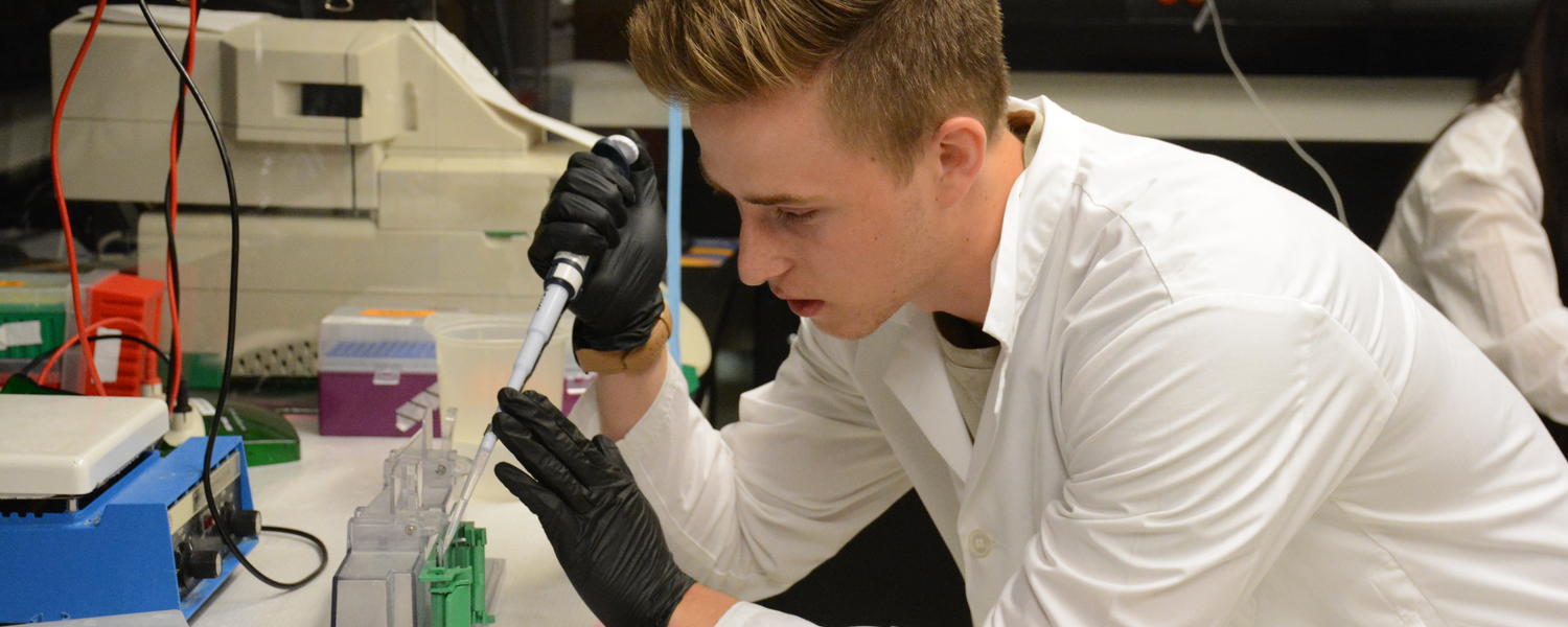 student in lab