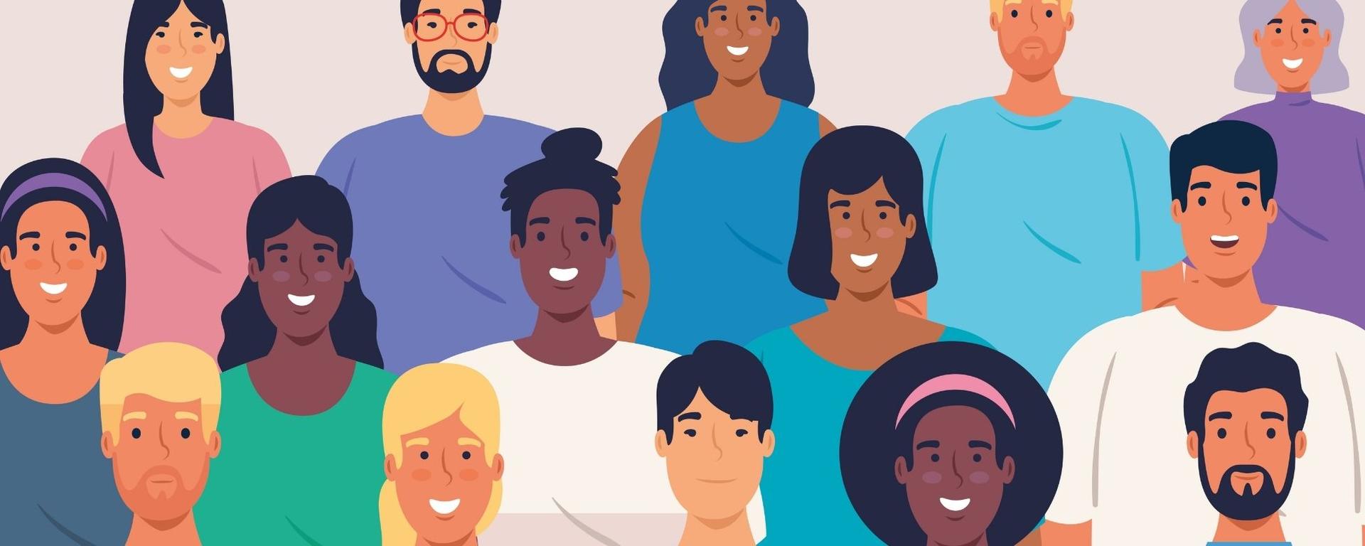 illustrated group of diverse people