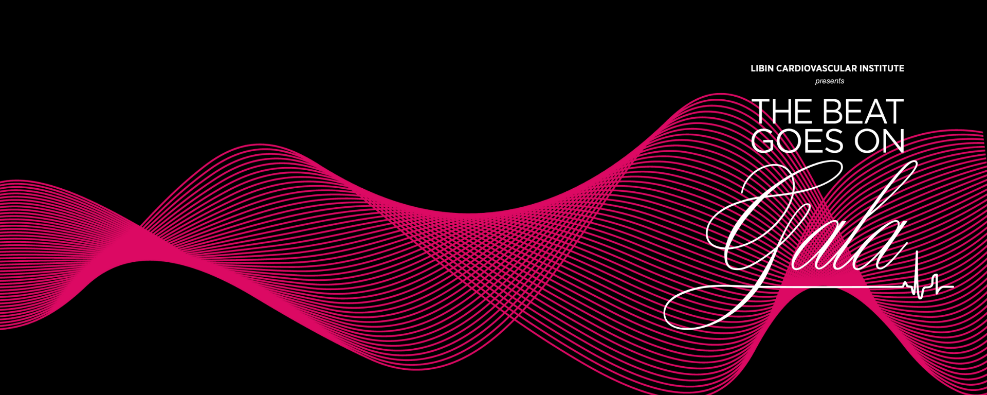 The Beat Goes on Gala logo on black and pink background
