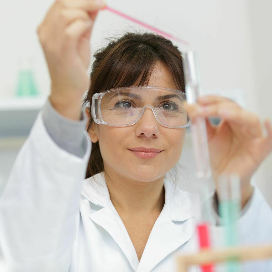 A woman works in a lab 