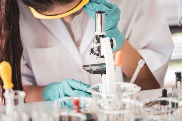 female researcher working in a lab