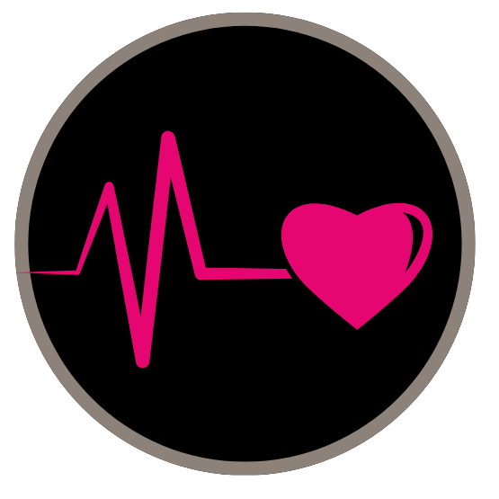 icon of a heart with a heart rhythm beside it