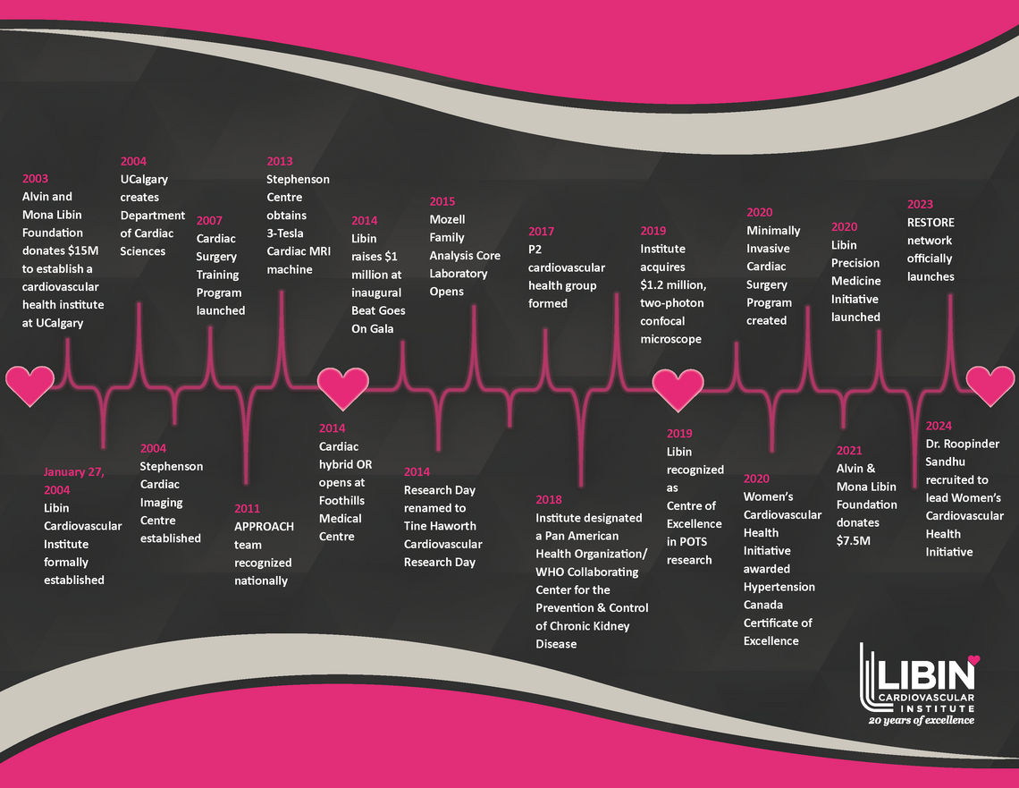 Twenty-year timeline of the Libin Institute