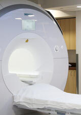 Staff stands by the cardiac MRI machine