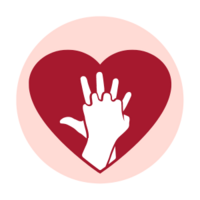 Icon of a a hand on a heart and another hand placed over top
