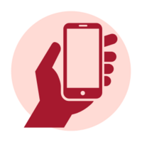 Icon of a hand holding a smart phone