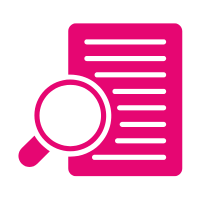 illustrated image of a magnifying glass and book