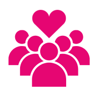 illustrated image of people with a heart above them